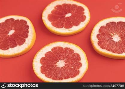 high angle citrus slices