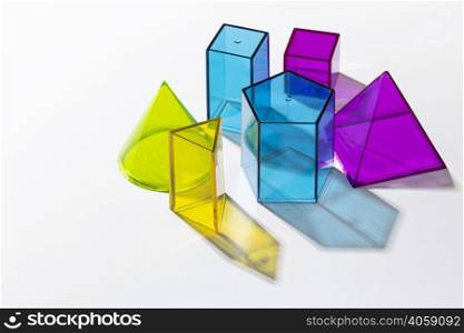 high angle colorful translucent shapes