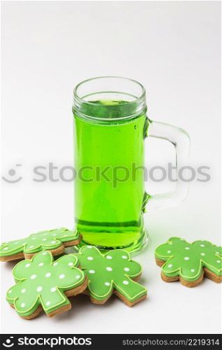 high angle cookies beverage arrangement