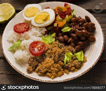 high angle delicious brazilian food composition. Resolution and high quality beautiful photo. high angle delicious brazilian food composition. High quality beautiful photo concept