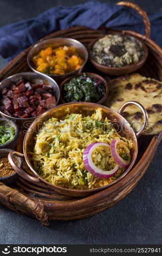 high angle delicious pakistan meal basket