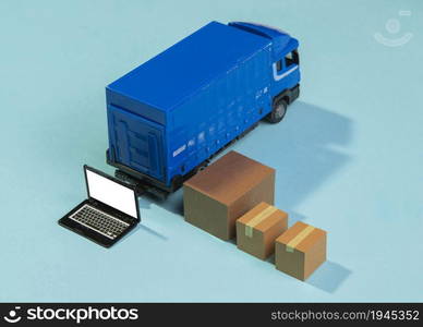 high angle delivery truck boxes. High resolution photo. high angle delivery truck boxes. High quality photo