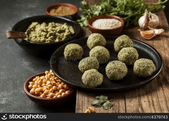 high angle falafel chickpeas