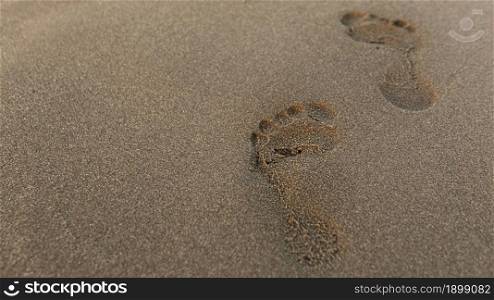 high angle footprint sand beach. Resolution and high quality beautiful photo. high angle footprint sand beach. High quality beautiful photo concept