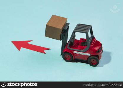 high angle forklift carrying box 2
