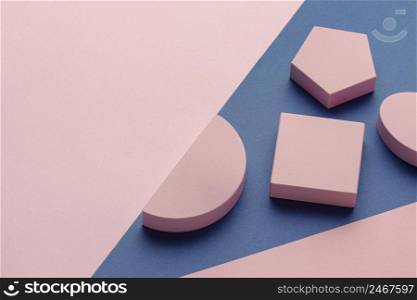high angle geometric forms with copy space