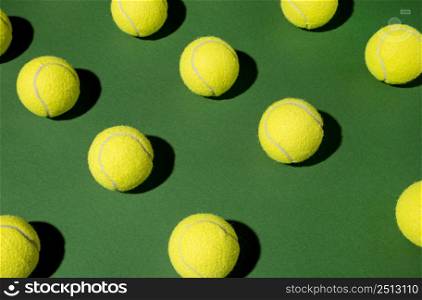 high angle lots tennis balls