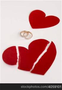 high angle marriage rings paper heart broken