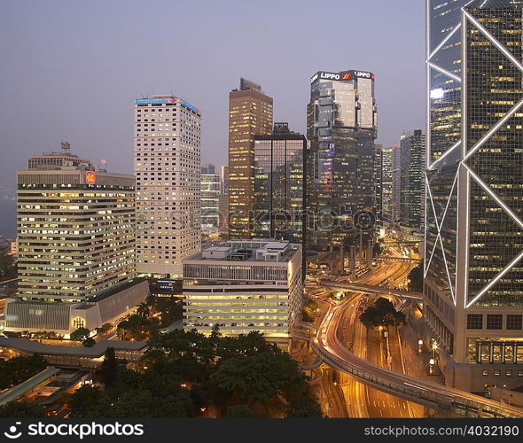 High angle of view of Hong Kong City