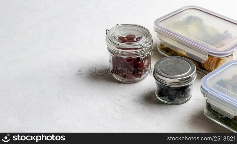 high angle packed food with copy space