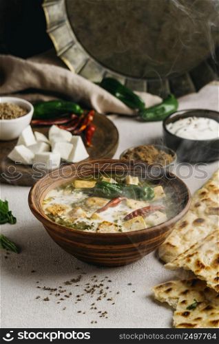 high angle pakistani food bowl
