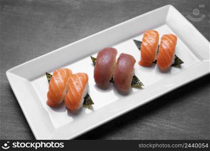 high angle raw fish plate