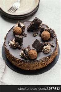 high angle sweet chocolate cake