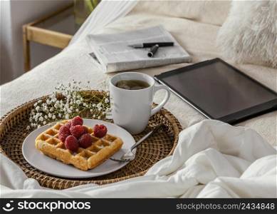 high angle tea waffle arrangement