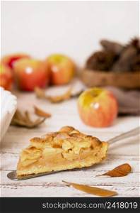 high angle thanksgiving apple pie slice