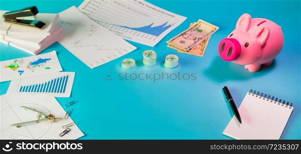 High Angle Top View Flay Lay Business Finance and Investing Concept Layout