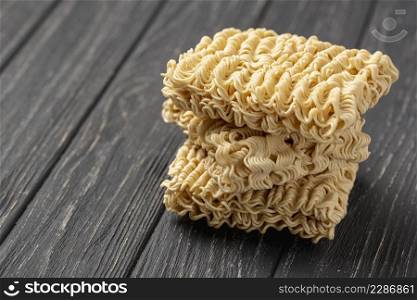 high angle tower uncooked noodles
