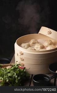 high angle traditional asian dumplings with copy space. High resolution photo. high angle traditional asian dumplings with copy space. High quality photo
