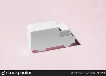 high angle truck pink background