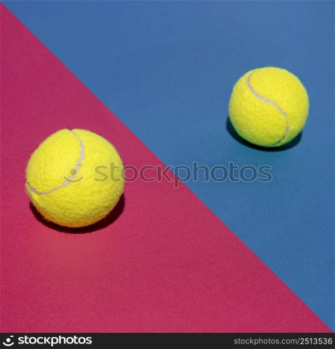 high angle two tennis balls