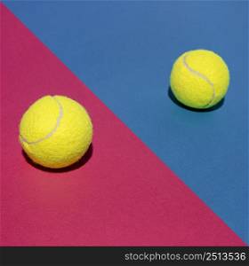 high angle two tennis balls