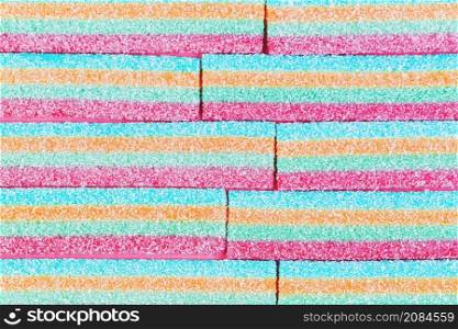 high angle view colorful striped sugar candies