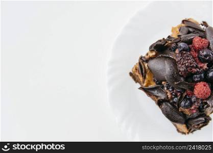 high angle view delicious pastry plate white background