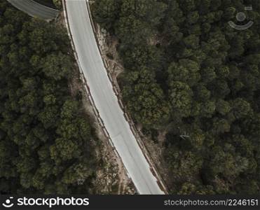 high angle view empty road forest landscape