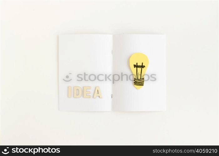 high angle view idea text light bulb card