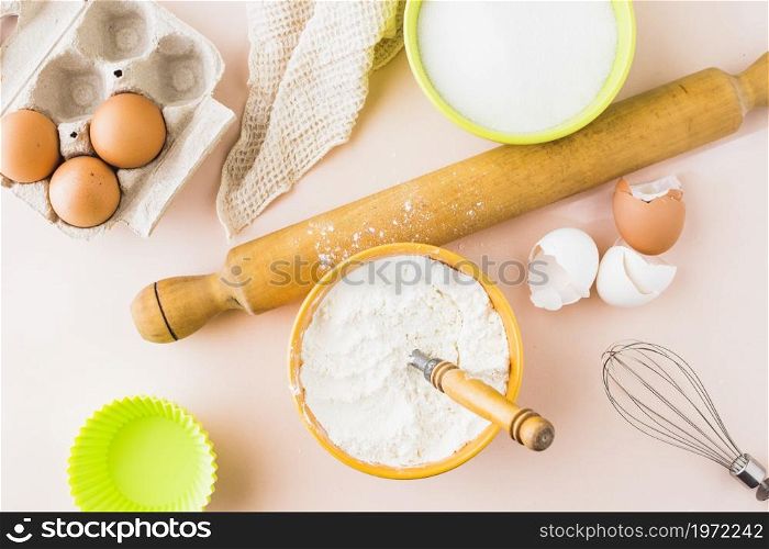 high angle view ingredients baking cake. High resolution photo. high angle view ingredients baking cake. High quality photo