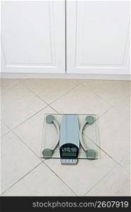 High angle view of a bathroom scale