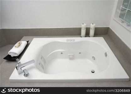 High angle view of a bathtub in the bathroom