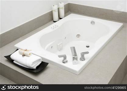 High angle view of a bathtub in the bathroom