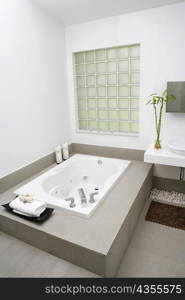 High angle view of a bathtub in the bathroom