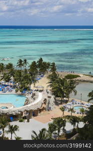 High angle view of a beach, Cable Beach, Nassau, Bahamas