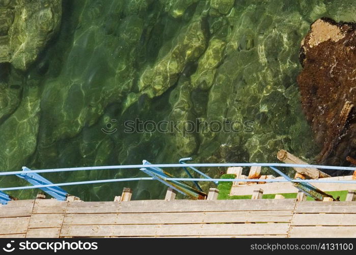 High angle view of a boardwalk, Bay of Naples, Sorrento, Sorrentine Peninsula, Naples Province, Campania, Italy