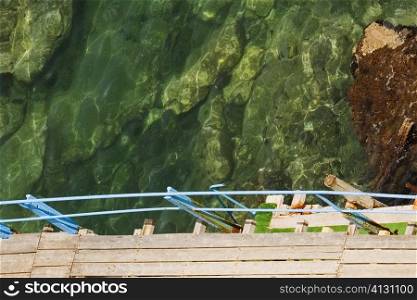 High angle view of a boardwalk, Bay of Naples, Sorrento, Sorrentine Peninsula, Naples Province, Campania, Italy
