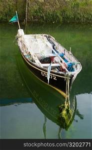 High angle view of a boat in a river, Port Des Pecheurs, Biarritz, France