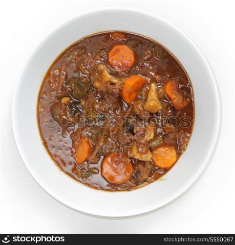 High angle view of a bowl of homemade oxtail stew