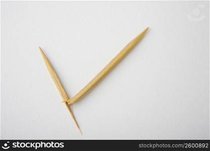 High angle view of a broken cocktail stick