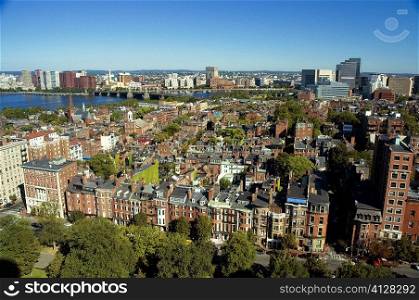 High angle view of a buildings along a river, Charles River, Boston, Massachusetts, USA