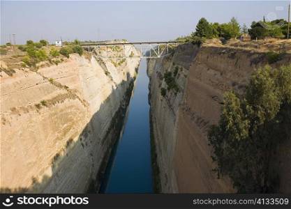 High angle view of a canal, Corinth Canal, Athens, Greece