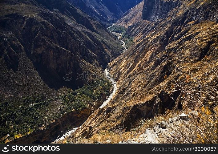 High angle view of a canyon, Colca Canyon, Peru