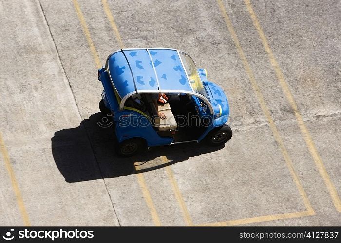 High angle view of a car at a commercial dock