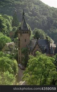 High angle view of a castle surrounded by trees, Heidelberg, Germany