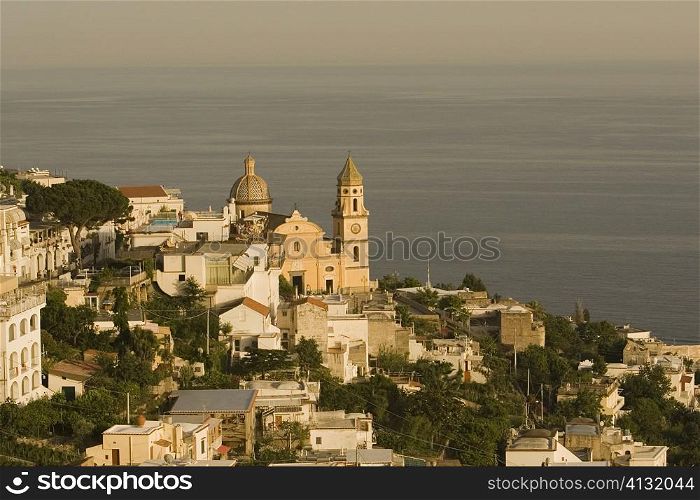 High angle view of a church in a city, Parrocchiale di San Gennaro, Amalfi Coast, Vettica Maggiore, Salerno, Campania, Italy
