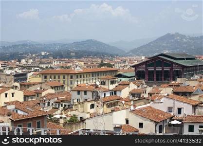 High angle view of a city, Mercato Centrale, Florence, Tuscany, Italy