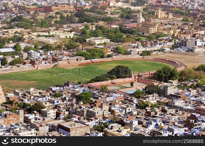 High angle view of a city, Nahargarh Fort, Jaipur, Rajasthan, India