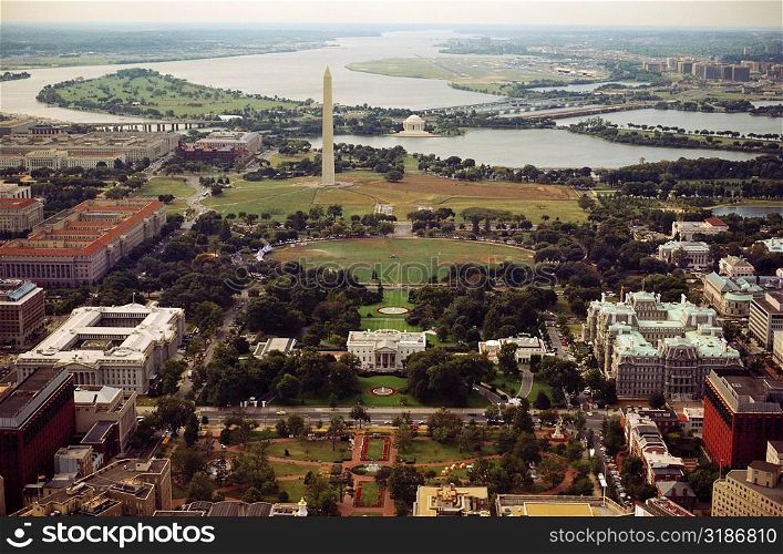 High angle view of a city, Washington DC, USA