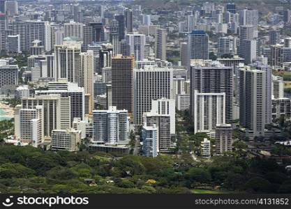 High angle view of a cityscape, Honolulu, Oahu, Hawaii Islands, USA